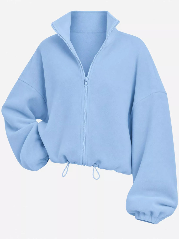 Drawstring Hem Zip Up Jacket