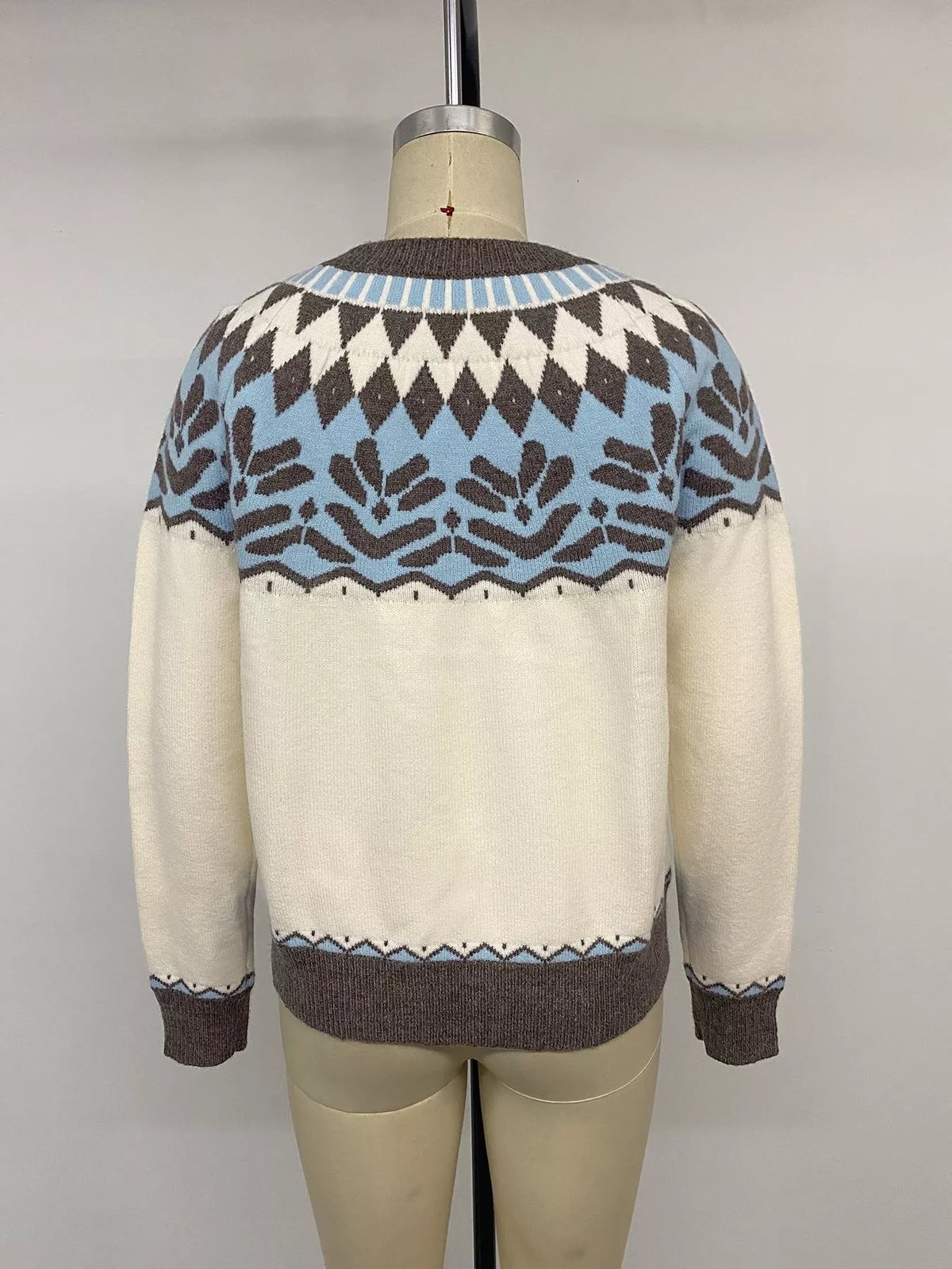 Fair Isle Pattern Round Neck Sweater