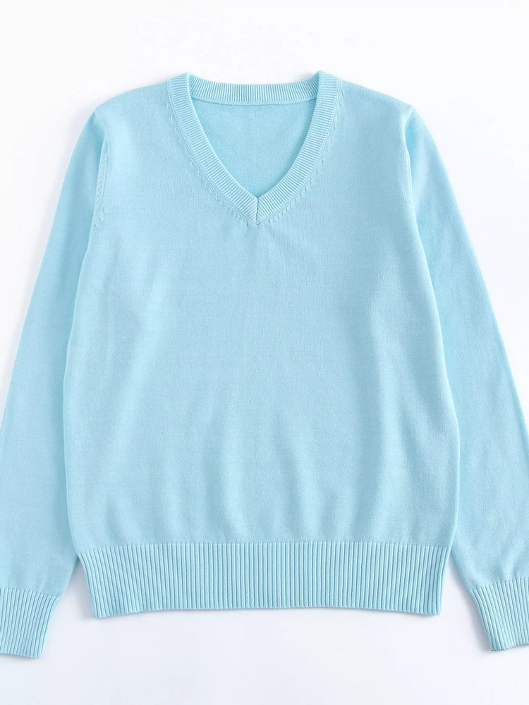 Full Size V-Neck Long Sleeve Sweater Plus Size