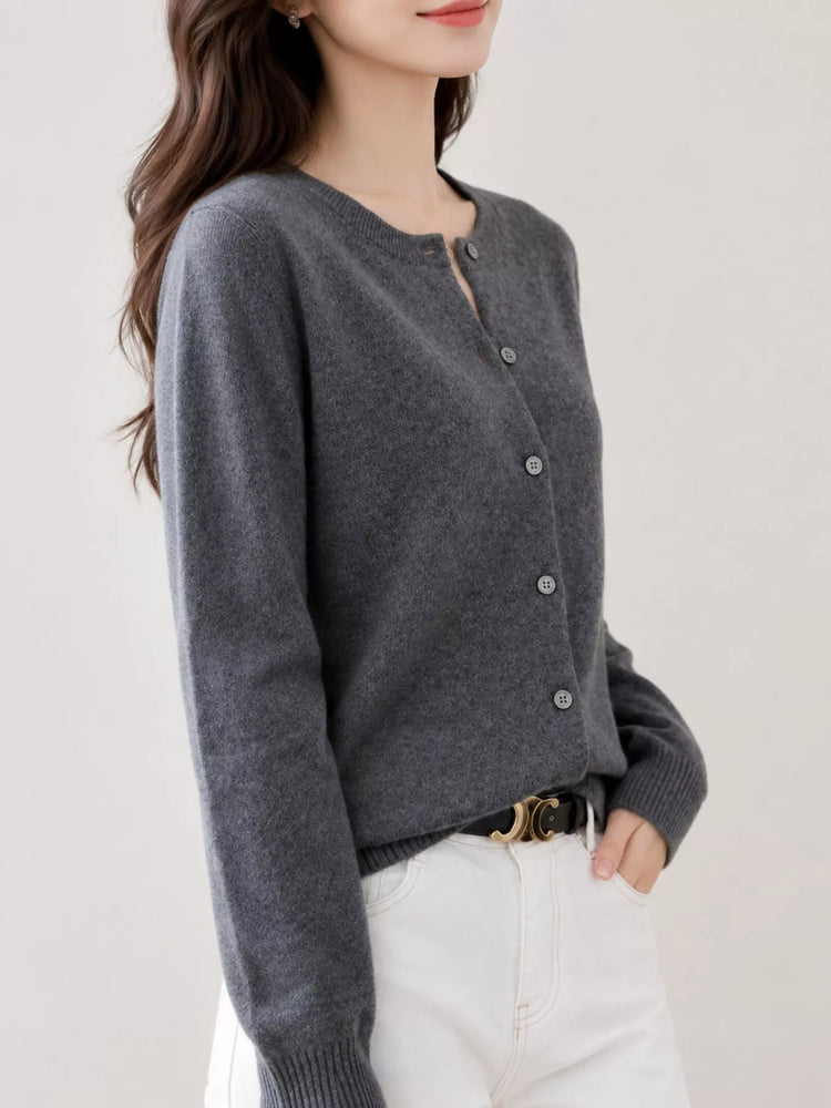 Classic Crew Neck Knit Cardigan