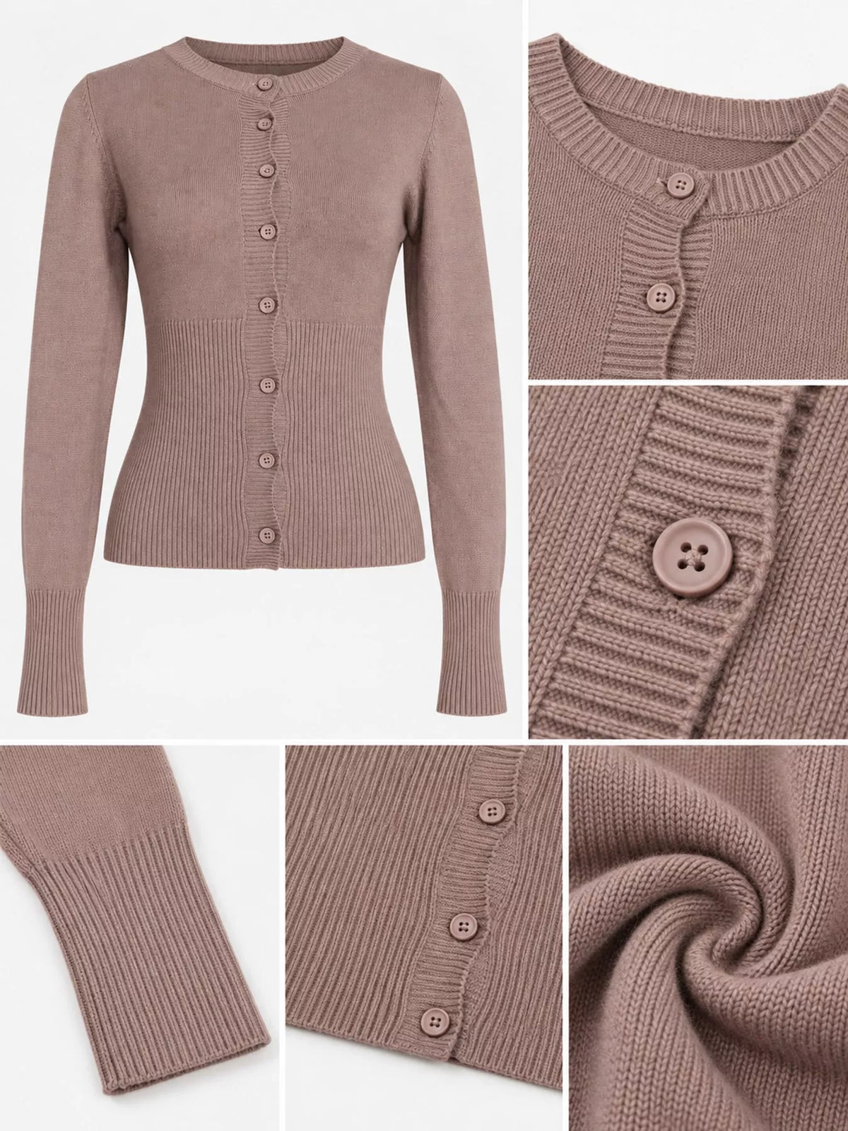 Slim-Fit Ribbed Knit Button-Down Cardigan