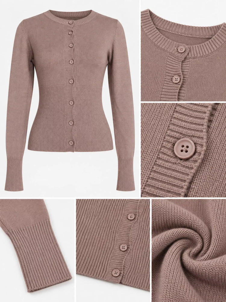 Slim-Fit Ribbed Knit Button-Down Cardigan