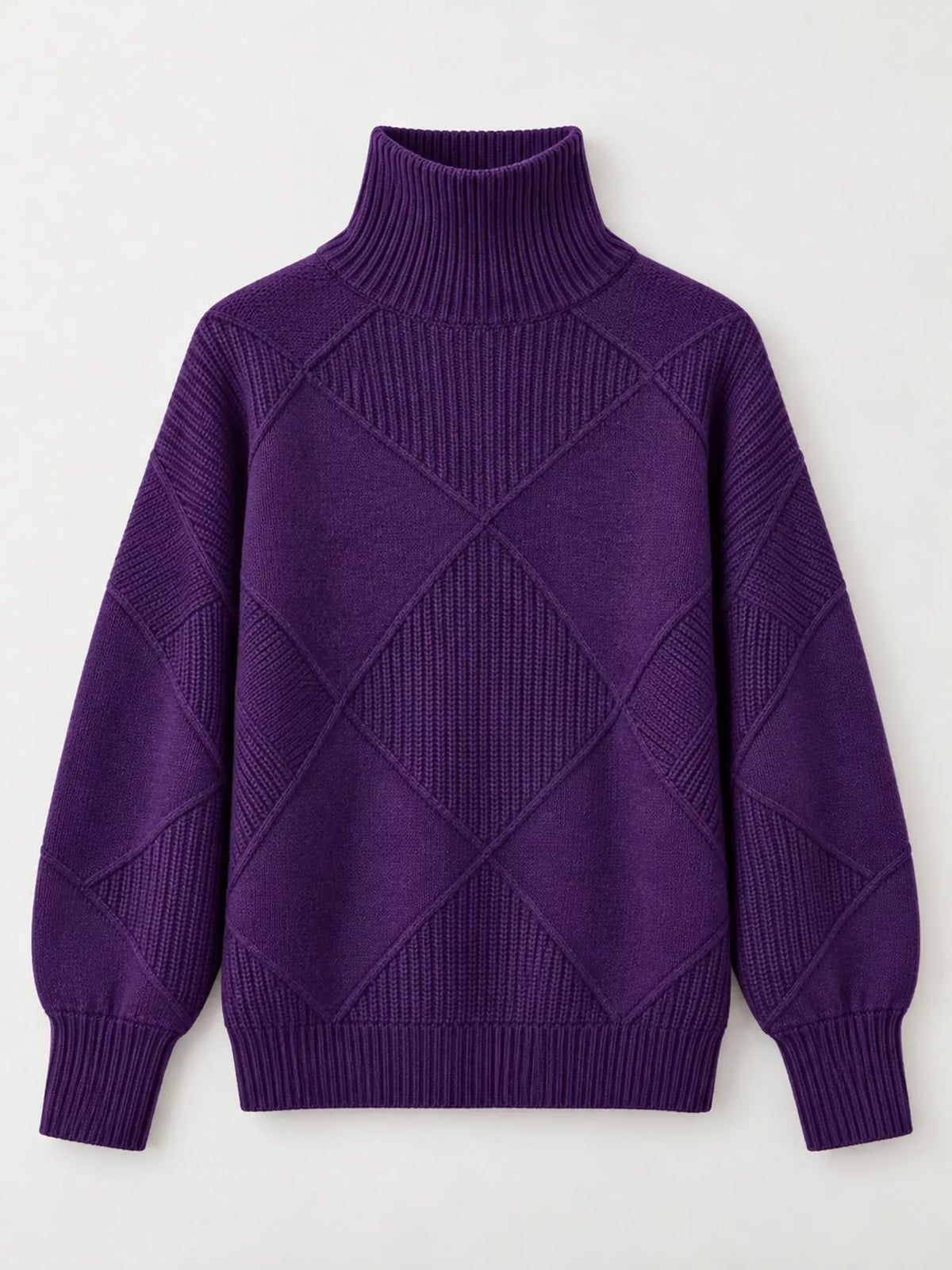 Full Size Diamond Pattern Turtleneck Sweater Plus Size
