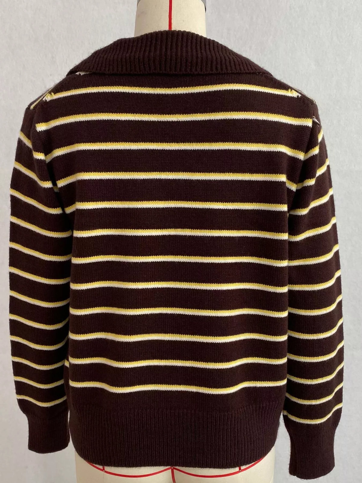 Vintage Striped Polo Collar Sweater