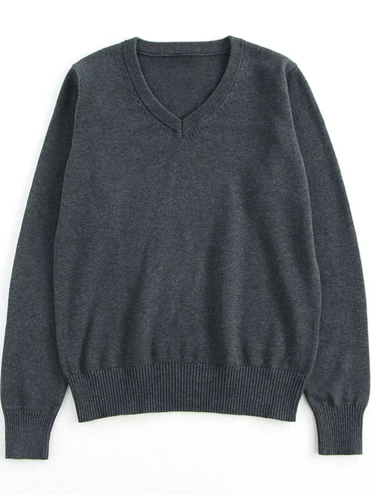 Full Size V-Neck Long Sleeve Sweater Plus Size