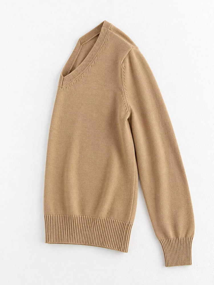 Full Size V-Neck Long Sleeve Sweater Plus Size