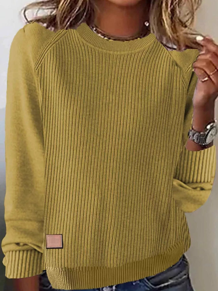 Full Size Ribbed Knit Raglan Sleeve Sweater Plus Size