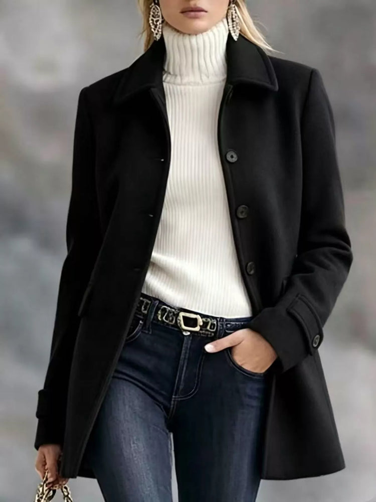 Button Up Collared Neck Coat