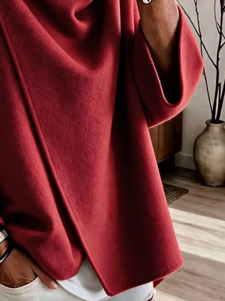 Full Size Asymmetric Cowl Neck Cape Plus Size
