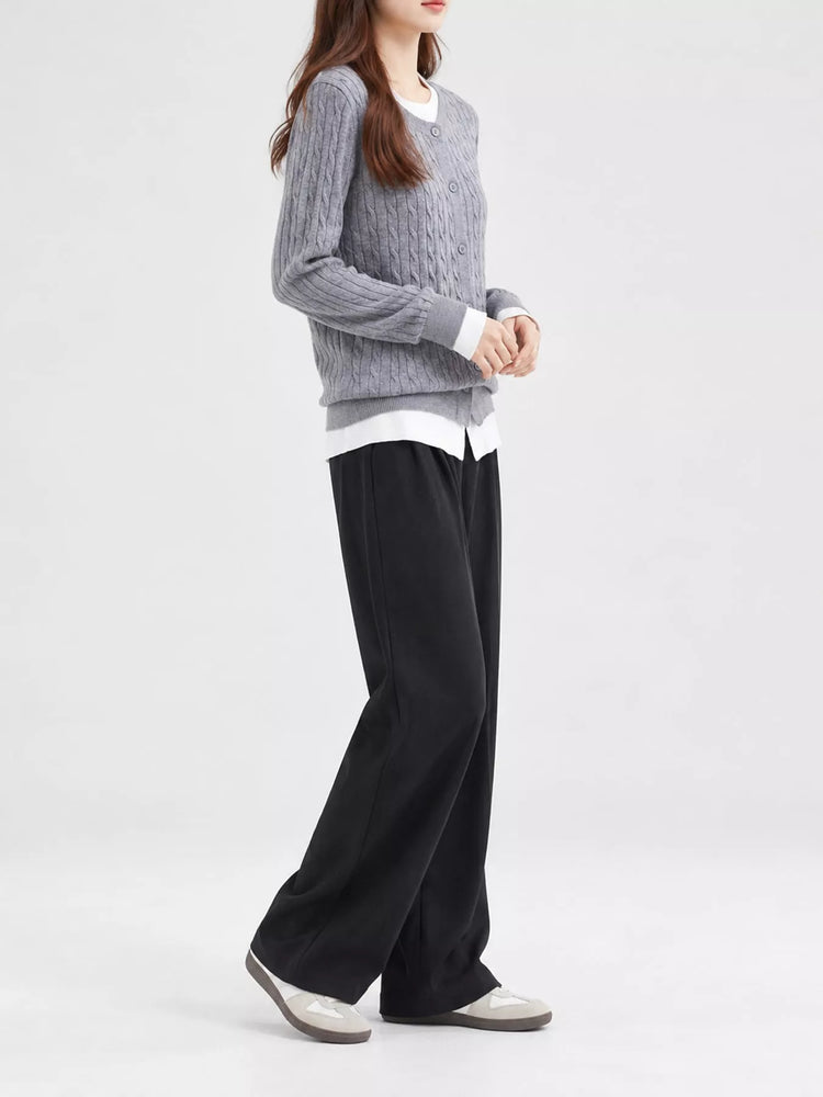 Cable-Knit Button-Down Cardigan