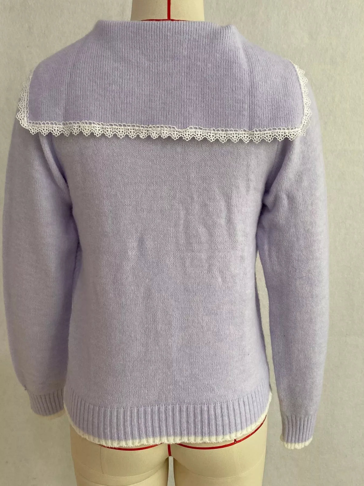 Cable-Knit Cardigan with Lace Trim
