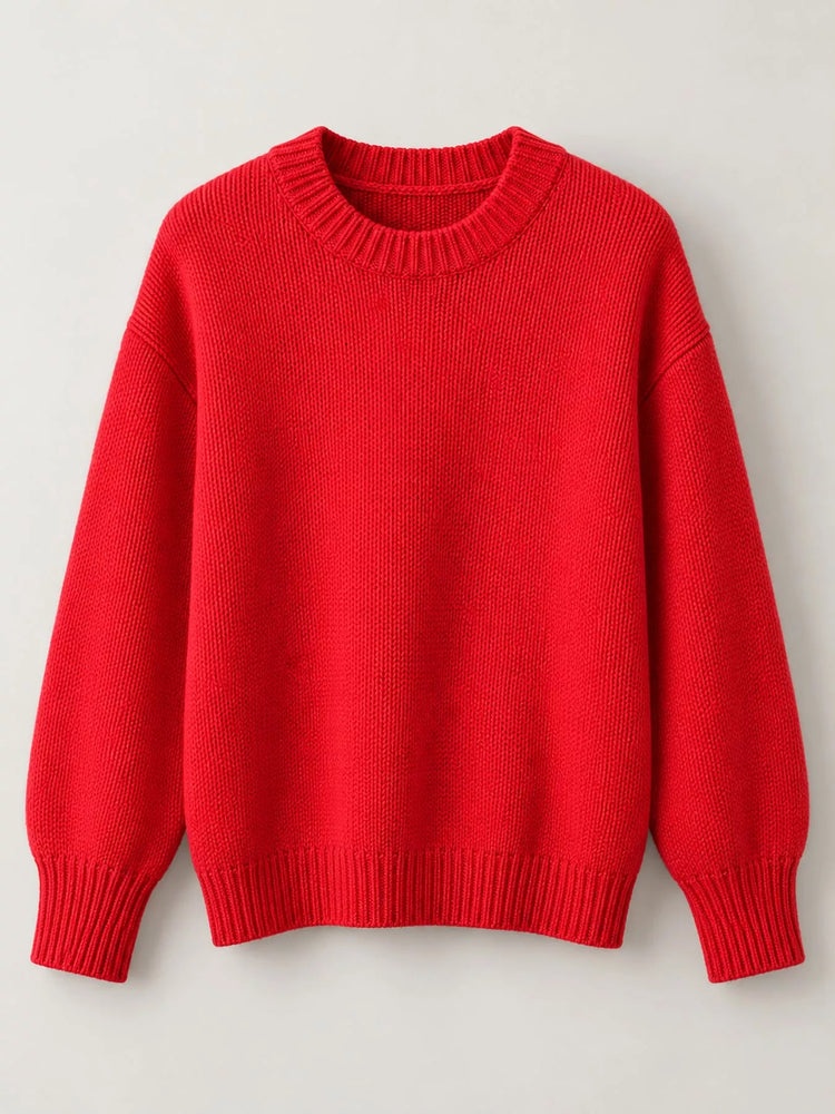 Round Neck Dropped Shoulder Sweater