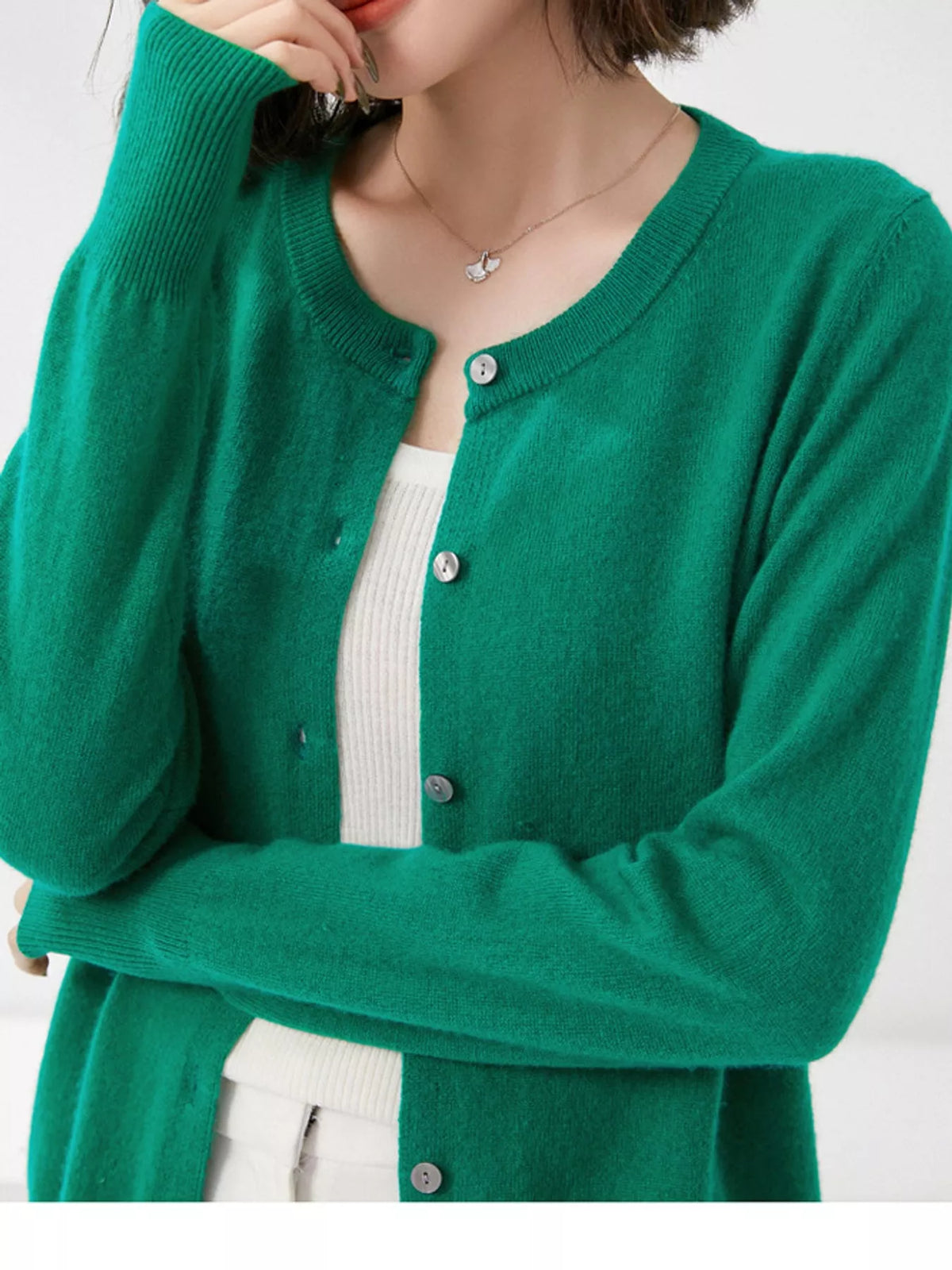 Crew Neck Button-Down Cardigan