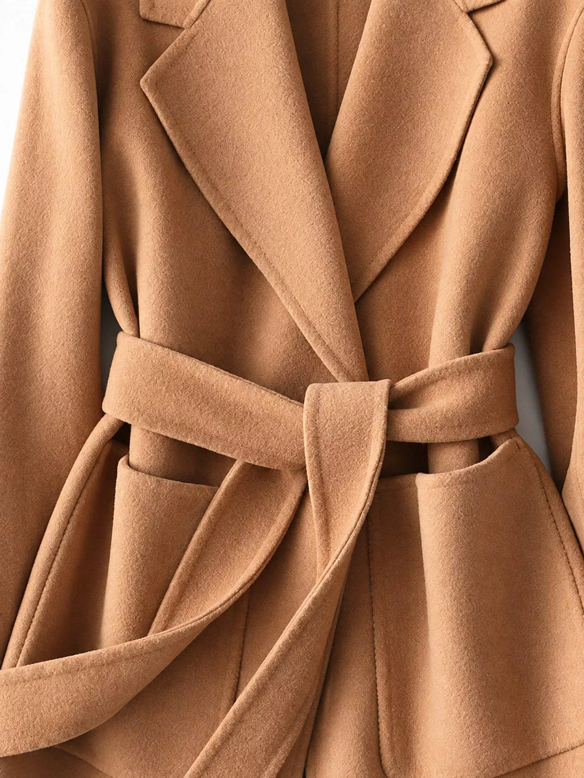 Double-Sided Wool Coat with Belted