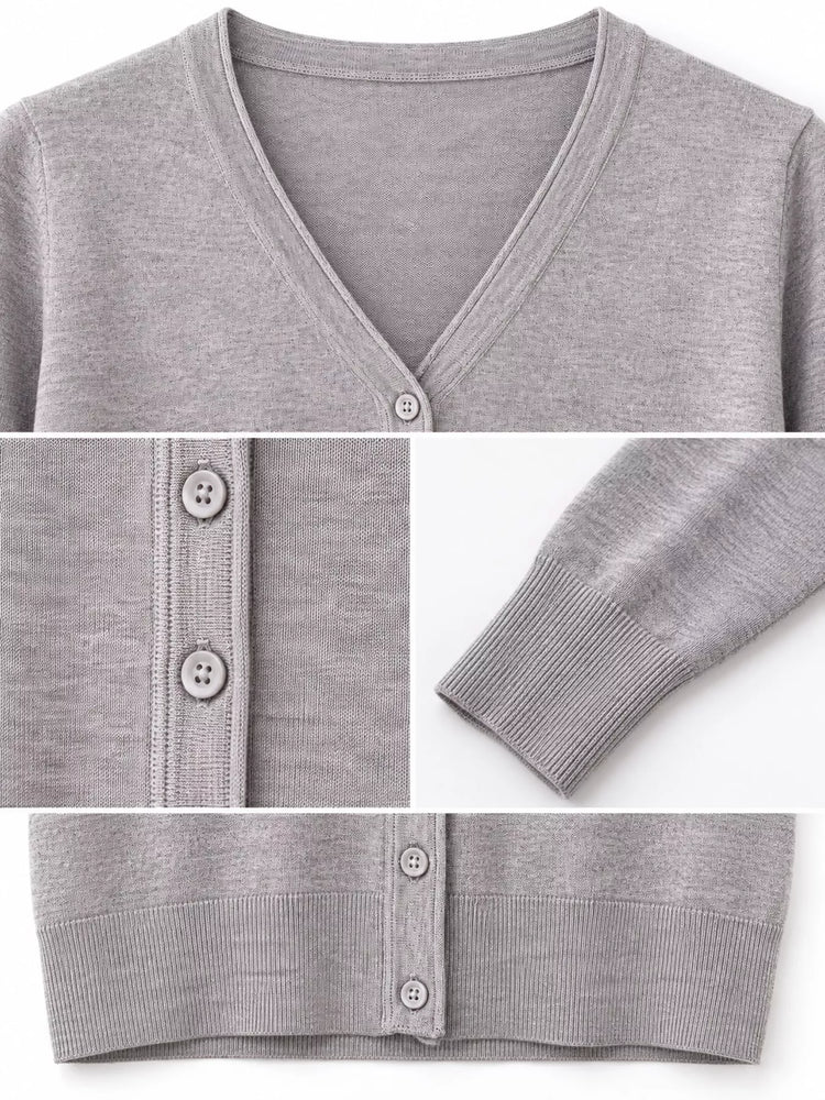Classic V-Neck Button-Down Knit Cardigan