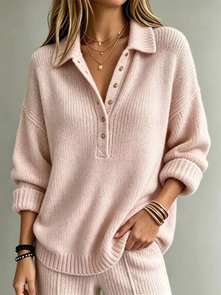 Button Detail Dropped Shoulder Sweater