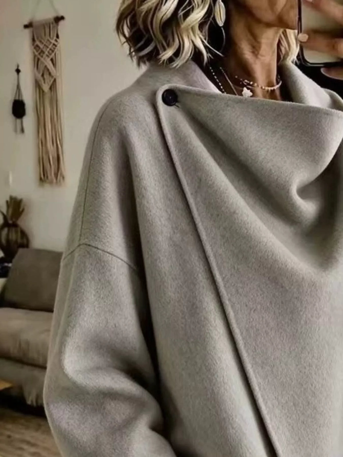 Full Size Asymmetric Cowl Neck Cape Plus Size