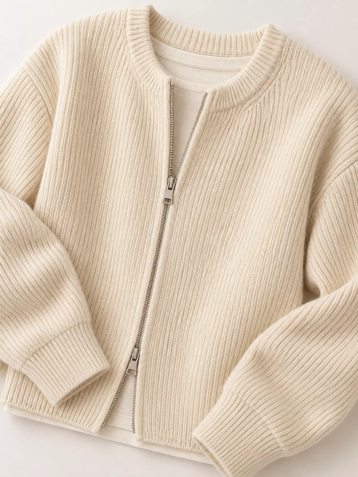 Zip Up Dropped Shoulder Cardigan