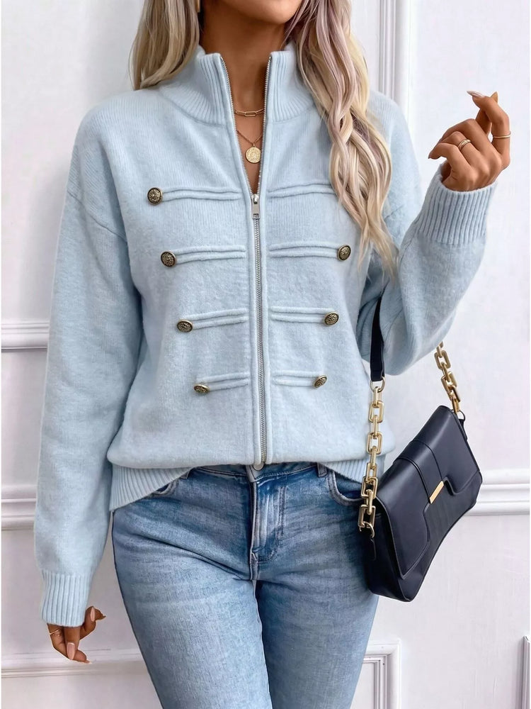 Zip-Up Long Sleeve Cardigan