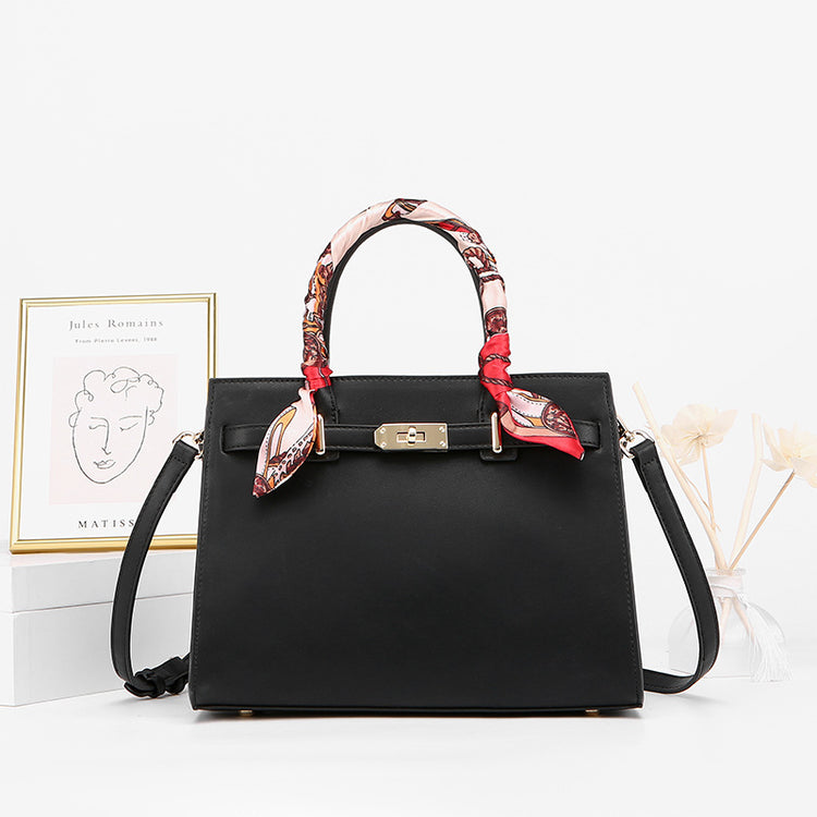 Leather Handbag with Detachable Shoulder Strap