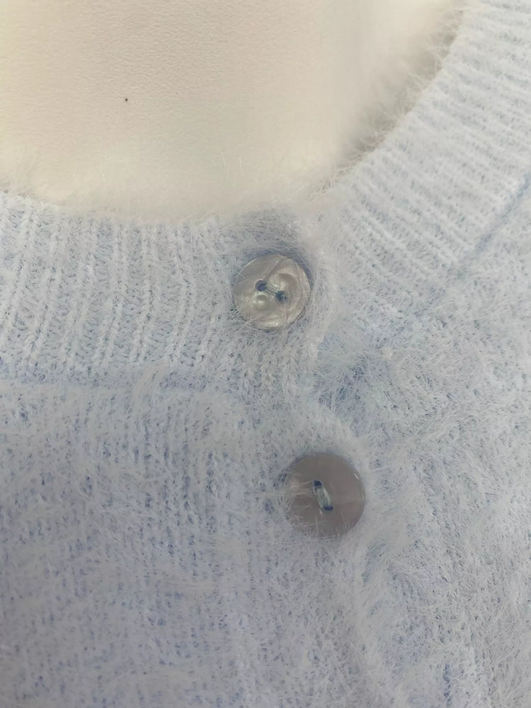 Soft Fuzzy Button-Down Cropped Cardigan