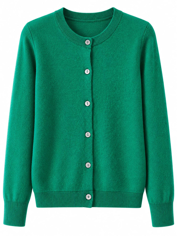 Crew Neck Button-Down Cardigan