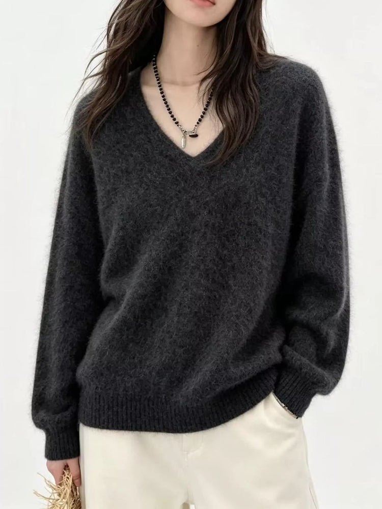 V-Neck Dropped Shoulder Sweater