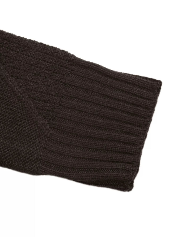 V-Neck Cable Knit Button-Down Cardigan