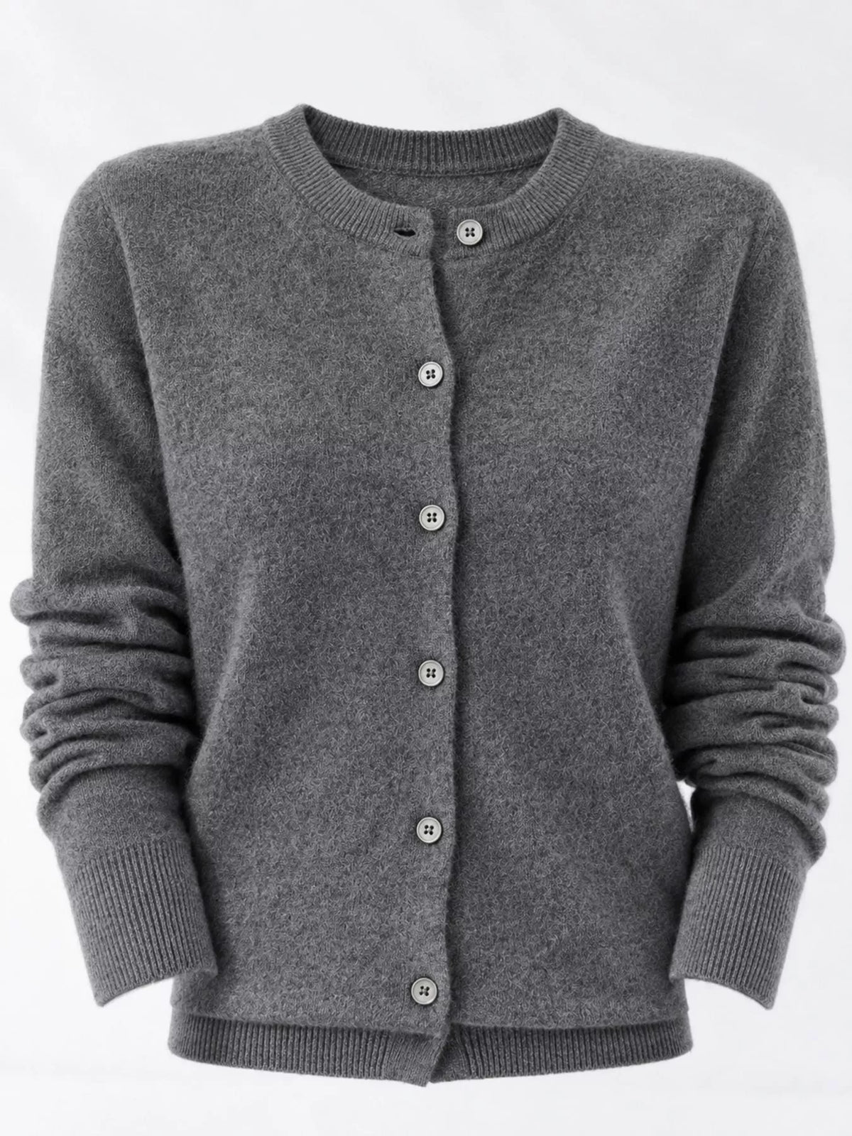 Crew Neck Button-Down Cardigan