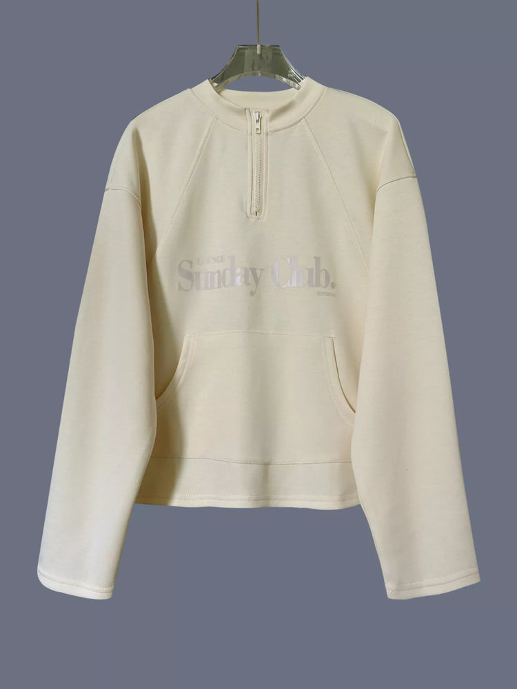 Quarter Zip Raglan Sleeve Sweatshirt