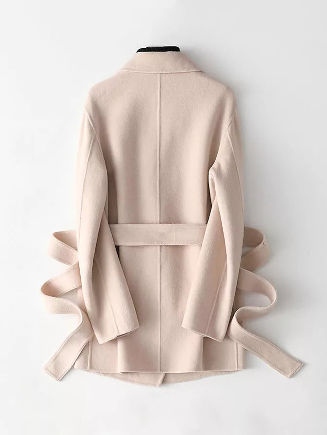 Double-Sided Wool Coat with Belted