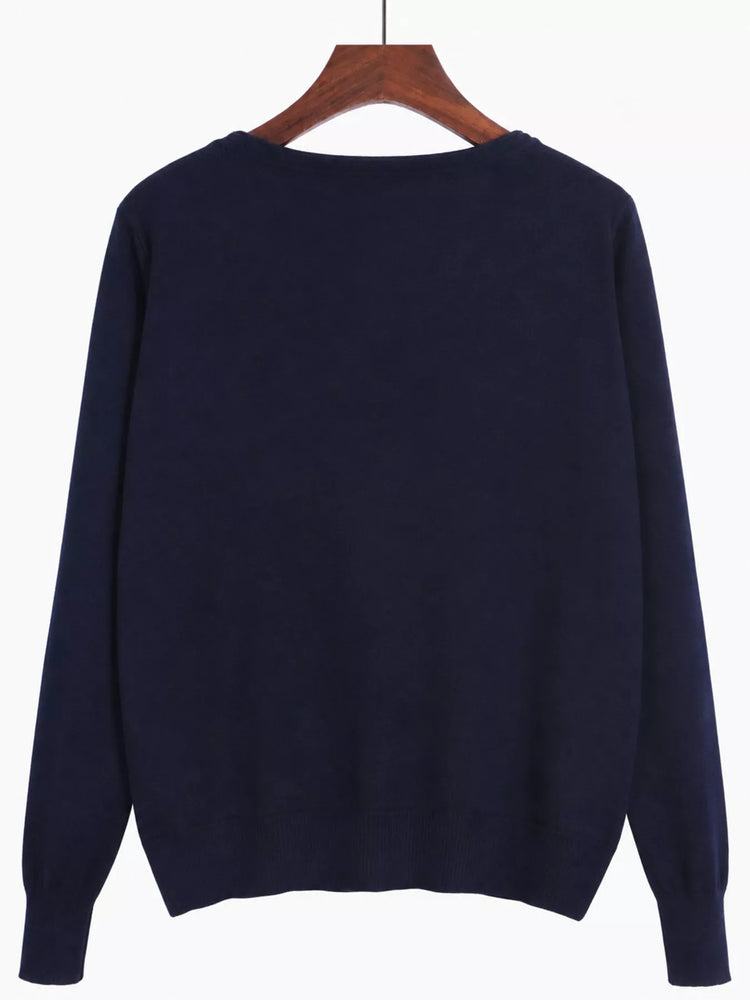 Classic V-Neck Button-Down Knit Cardigan