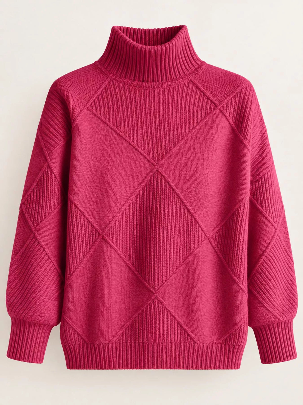 Full Size Diamond Pattern Turtleneck Sweater Plus Size