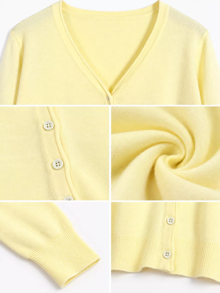 Classic V-Neck Button-Down Knit Cardigan