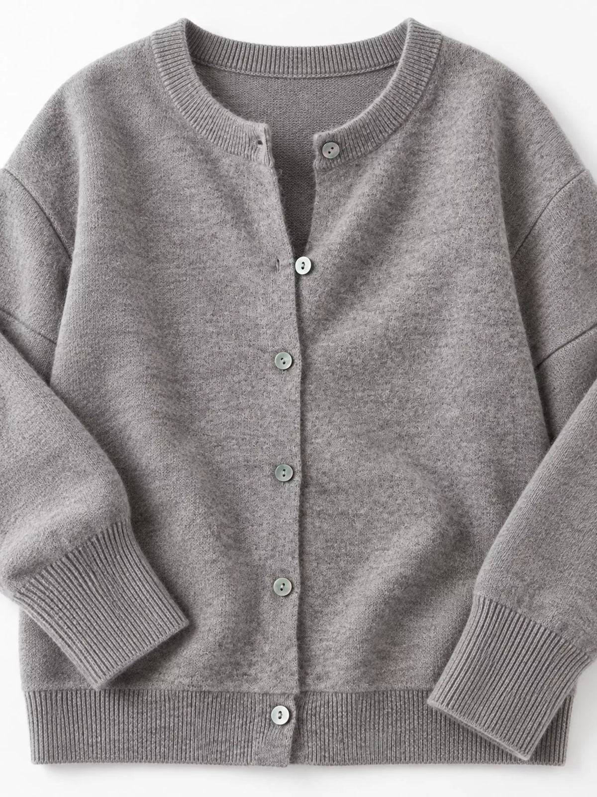 Crew Neck Button-Down Cardigan