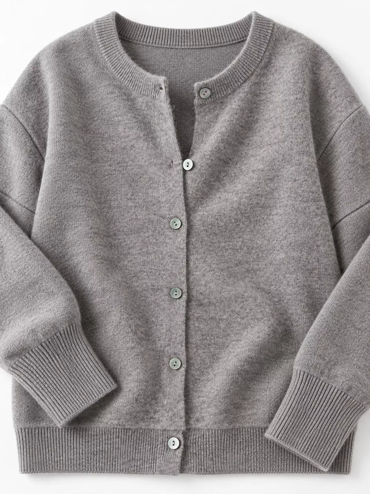 Crew Neck Button-Down Cardigan