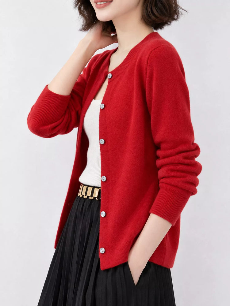 Crew Neck Button-Down Cardigan