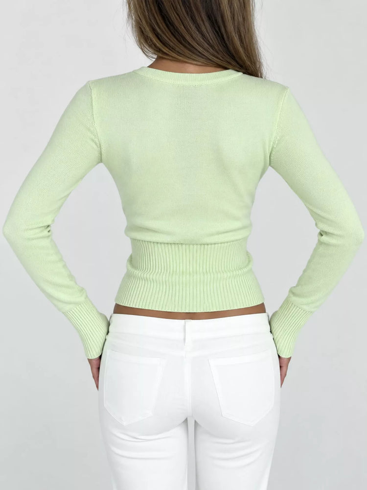 Slim-Fit Ribbed Knit Button-Down Cardigan