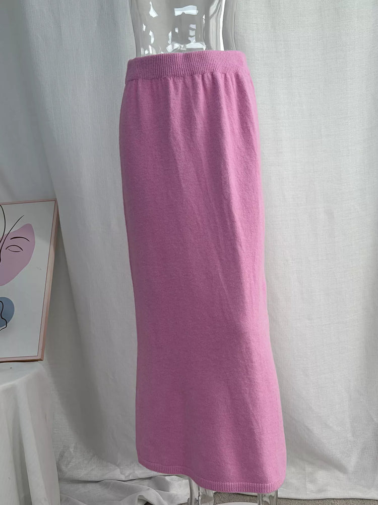 Waist-Tie Detail Sweater and Maxi Skirt Set