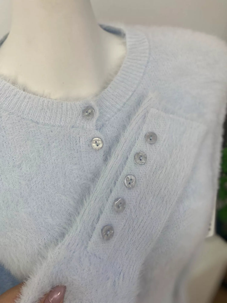Soft Fuzzy Button-Down Cropped Cardigan
