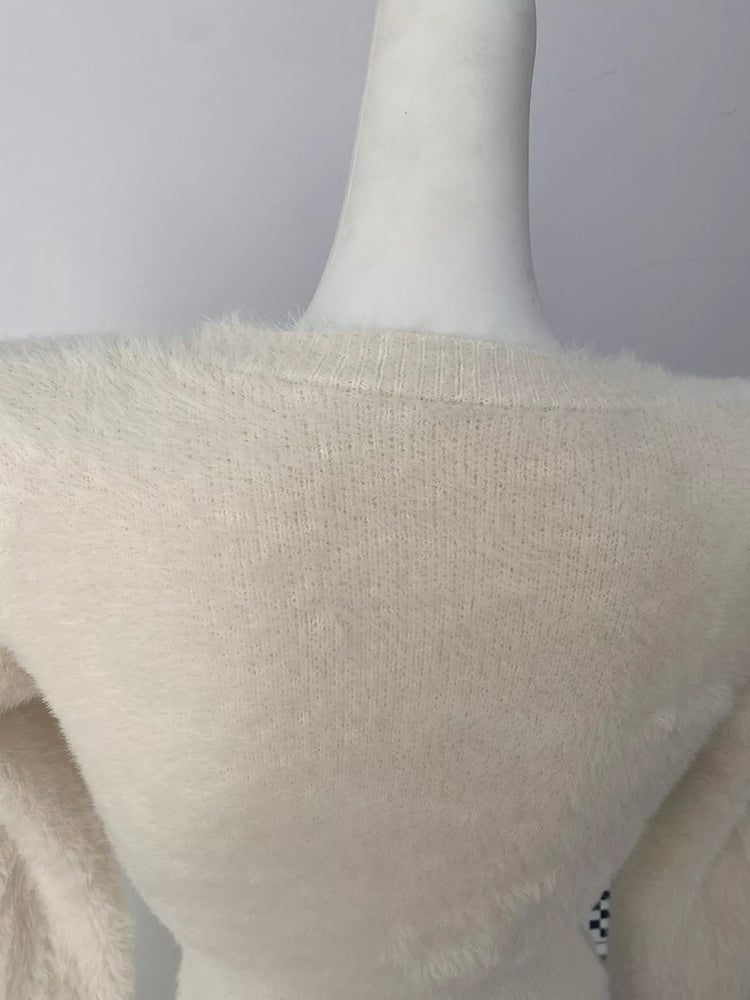 Soft Fuzzy Button-Down Cropped Cardigan