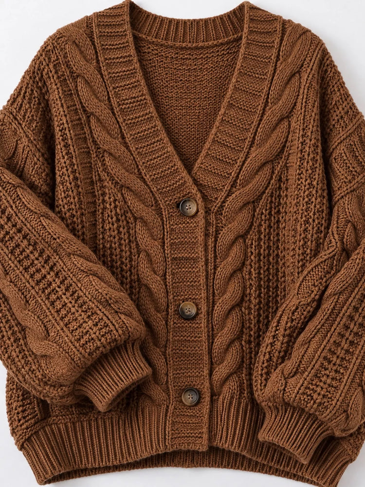 Cable Knit Button-Down Cardigan