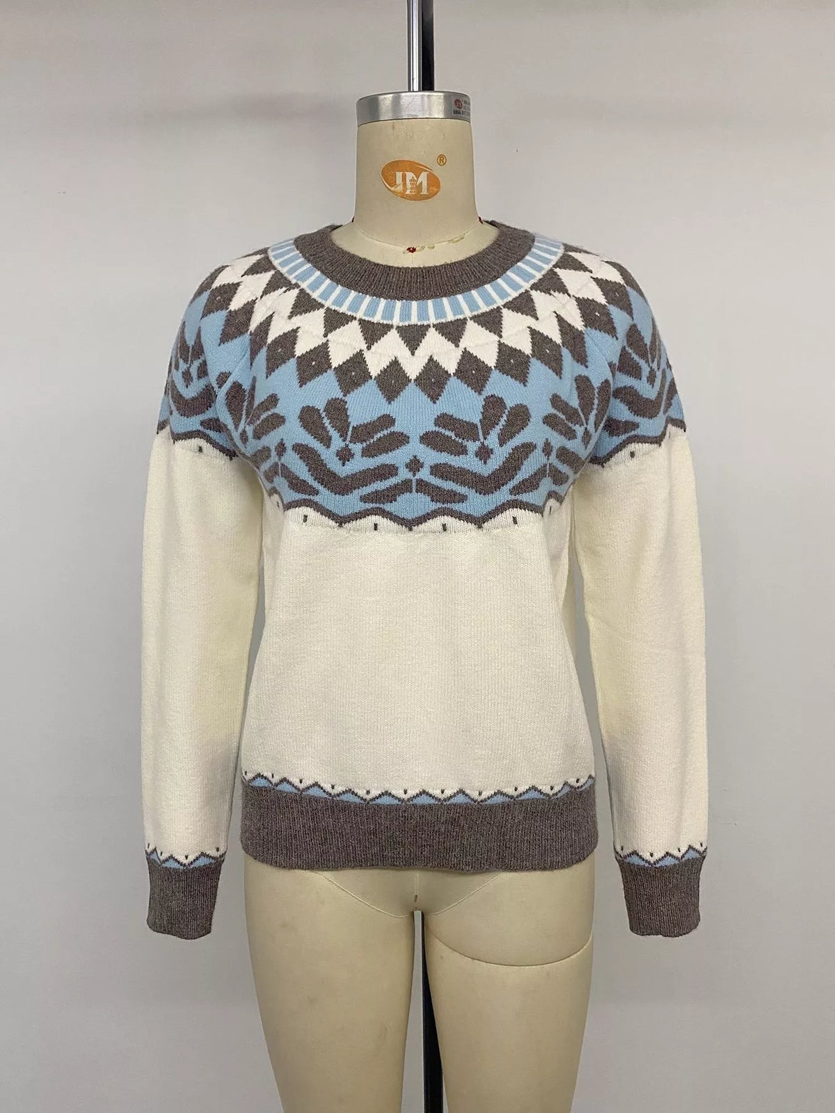 Fair Isle Pattern Round Neck Sweater