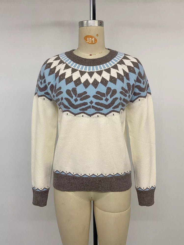 Fair Isle Pattern Round Neck Sweater