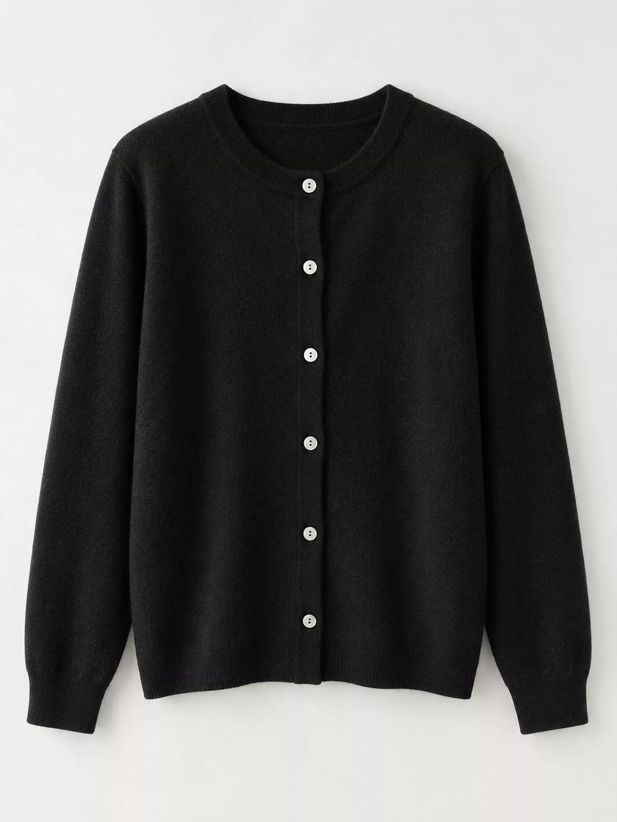 Crew Neck Button-Down Cardigan