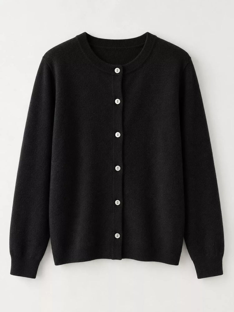 Crew Neck Button-Down Cardigan