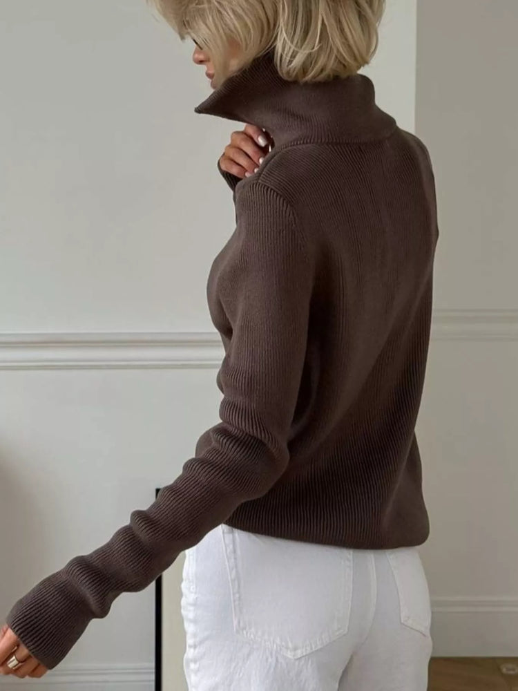 Ribbed Knit Quarter-Zip Sweater