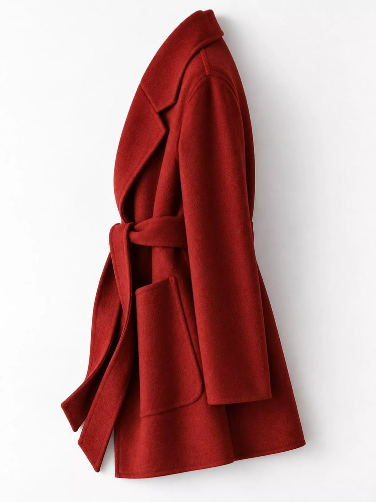 Double-Sided Wool Coat with Belted
