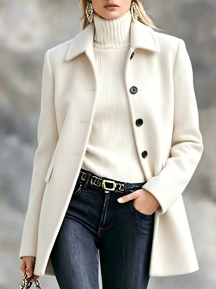 Button Up Collared Neck Coat