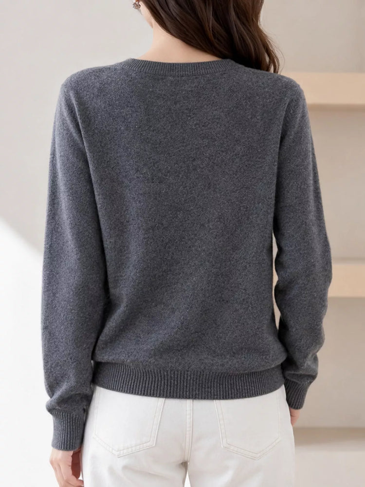 Classic Crew Neck Knit Cardigan